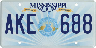 MS license plate AKE688