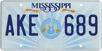 MS license plate AKE689