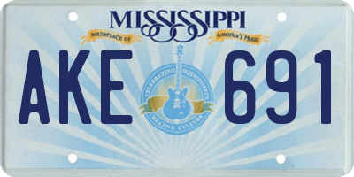 MS license plate AKE691