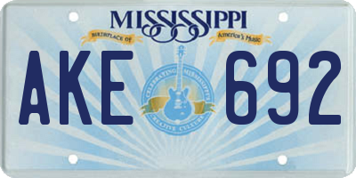 MS license plate AKE692