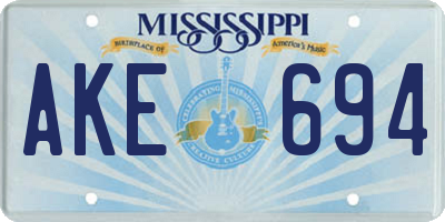 MS license plate AKE694