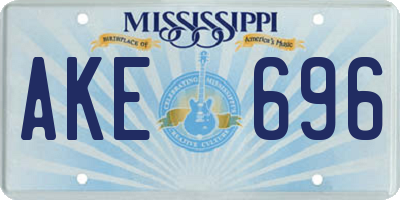 MS license plate AKE696