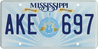 MS license plate AKE697