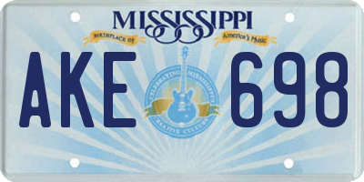MS license plate AKE698