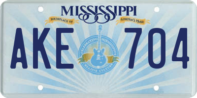MS license plate AKE704