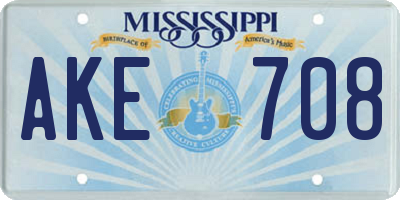 MS license plate AKE708