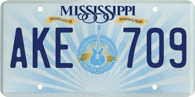 MS license plate AKE709