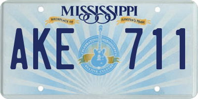 MS license plate AKE711