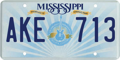 MS license plate AKE713