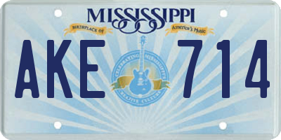 MS license plate AKE714