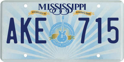 MS license plate AKE715