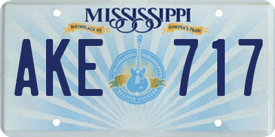MS license plate AKE717