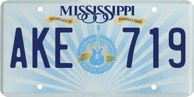 MS license plate AKE719