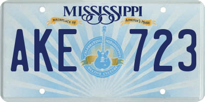 MS license plate AKE723