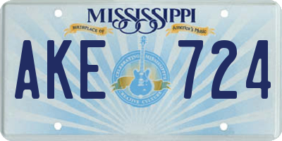 MS license plate AKE724