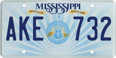 MS license plate AKE732
