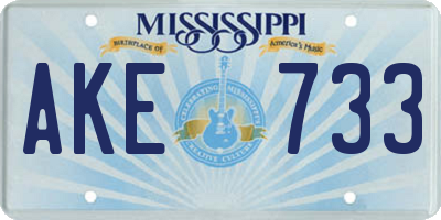 MS license plate AKE733