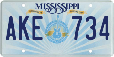MS license plate AKE734