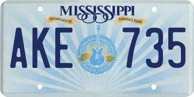 MS license plate AKE735