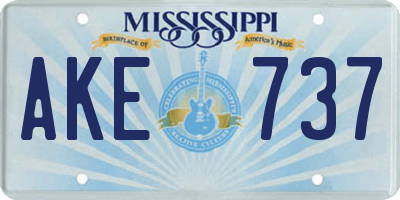 MS license plate AKE737