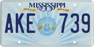 MS license plate AKE739
