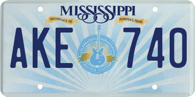 MS license plate AKE740