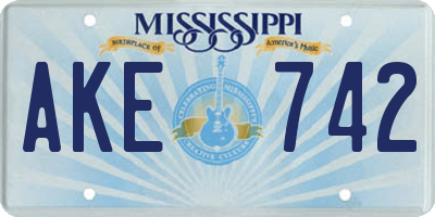 MS license plate AKE742