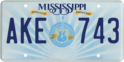 MS license plate AKE743