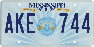 MS license plate AKE744