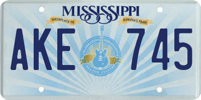 MS license plate AKE745