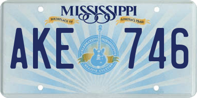 MS license plate AKE746