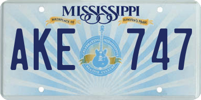 MS license plate AKE747