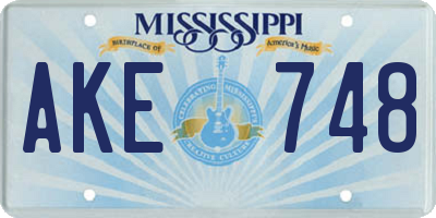 MS license plate AKE748