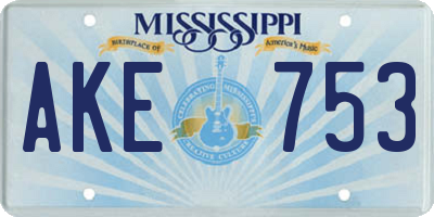 MS license plate AKE753