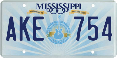 MS license plate AKE754