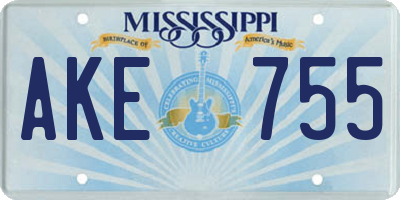 MS license plate AKE755