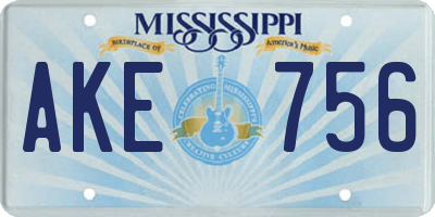 MS license plate AKE756