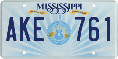 MS license plate AKE761