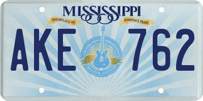 MS license plate AKE762