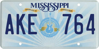 MS license plate AKE764