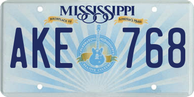 MS license plate AKE768