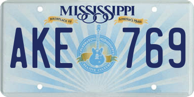 MS license plate AKE769