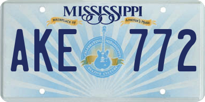 MS license plate AKE772
