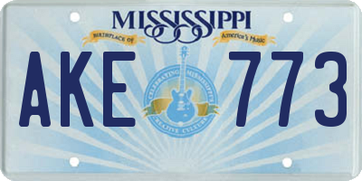 MS license plate AKE773
