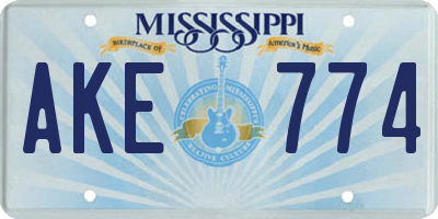 MS license plate AKE774