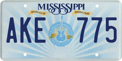 MS license plate AKE775