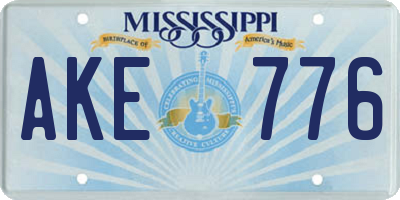 MS license plate AKE776