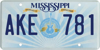 MS license plate AKE781