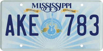 MS license plate AKE783