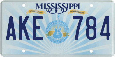 MS license plate AKE784